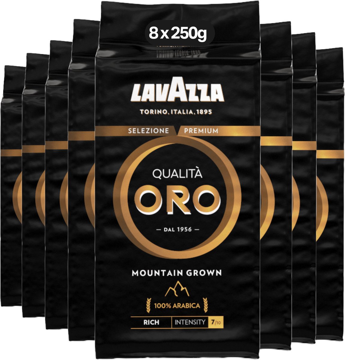 Lavazza qualità oro mountain filterkoffie - gemalen koffie - 100% arabica bonen - intensiteit 7 10 - 8 x 250 gram