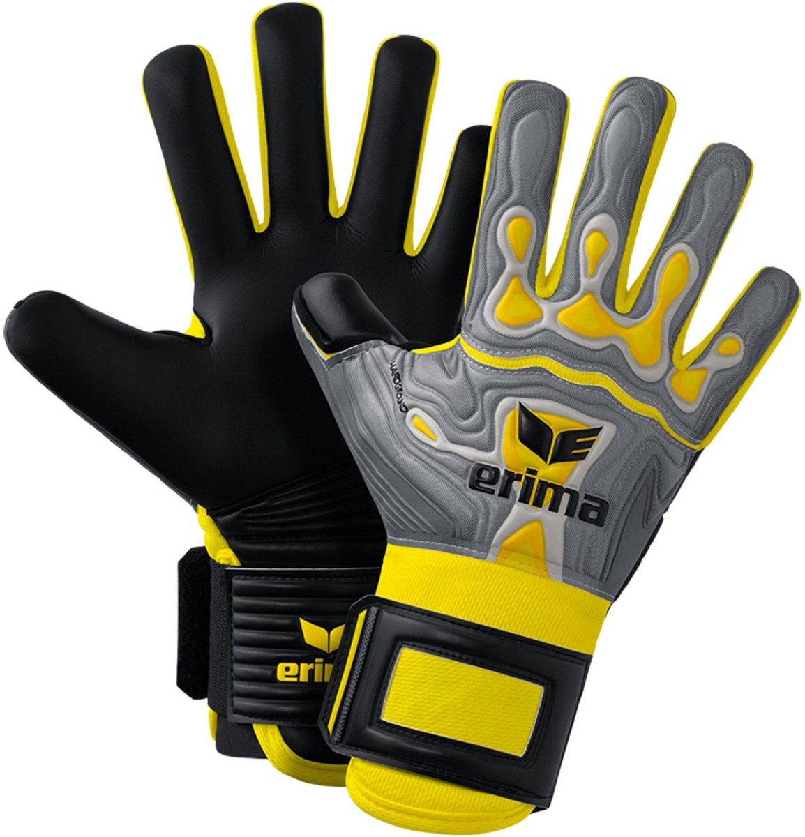 Erima Flex-Ray Hardground Torwarthandschuhe Herren – grau gelb | Größe: 8