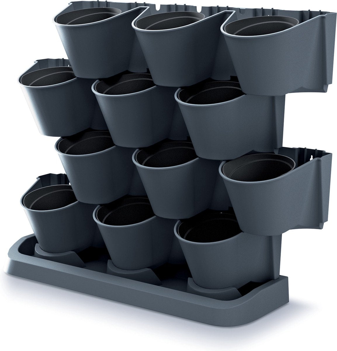 Prosperplast vertikale Garten-Pflanztöpfe aus Kunststoff – stehend – modular – Anthrazitgrau – 67 x 18 x 57 cm – für drinnen und draußen