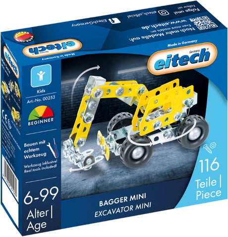 Eitech® Baukasten – Minibagger-Baukasten – 116-teilig – Metallbaukasten mit Werkzeug – Konstruktionsspielzeug – ab 6 Jahren