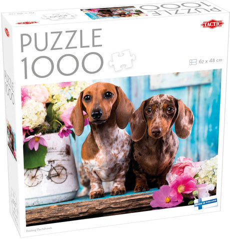 Tactic schneidige Dackel – Puzzle – 1000 Teile – süße Dackel – farbenfrohe Tierfotografie – hohe skandinavische Qualität