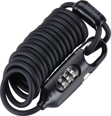 Bbb cycling kabelslot fiets - 180 cm - mountainbike en racefiets slot lichtgewicht - compact cijferslot: fiets, helm, bagage - klein fietsslot - coilsafe bbl-56