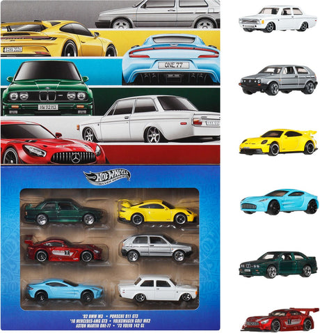 Hot Wheels Spielzeugautos aus Metall – Set mit 6 Fahrzeugen im Euro-Stil