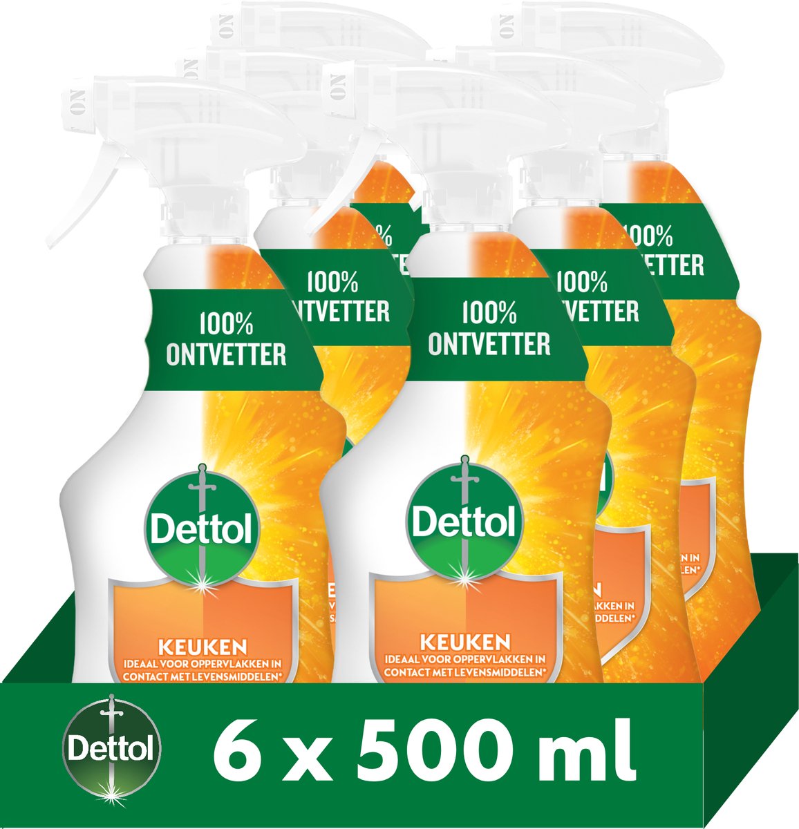 Dettol allesreiniger spray - keuken - 500 ml - 6 x 500 ml - voordeelverpakking
