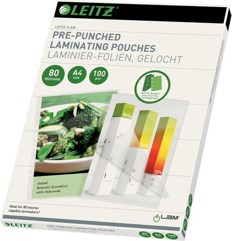 Leitz ilam – Laminierfolien – perforiert – A4 – 80 Mikron – 100 Stück