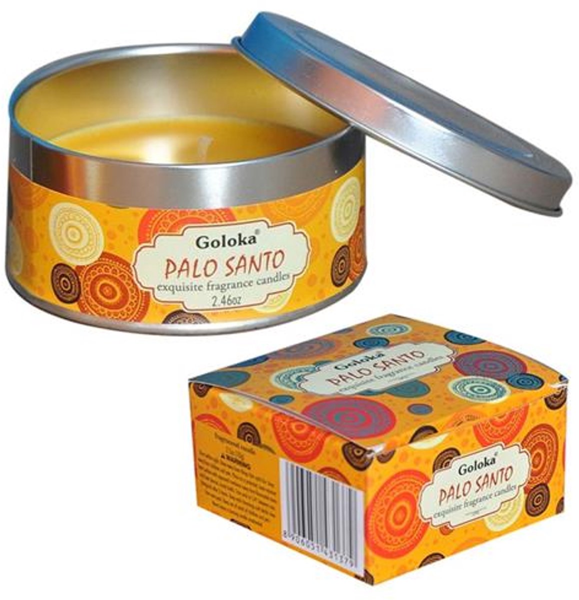 Goloka Palo Santo Paraffinwachs-Duftkerze in einer Dose