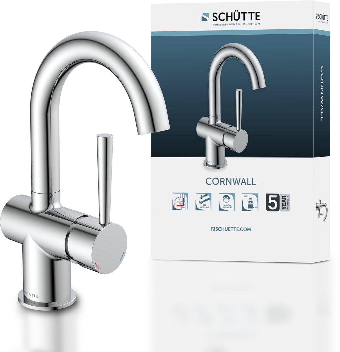 Schütte Schütte Washbe Mixer Cornwall Chrom -gelenkt