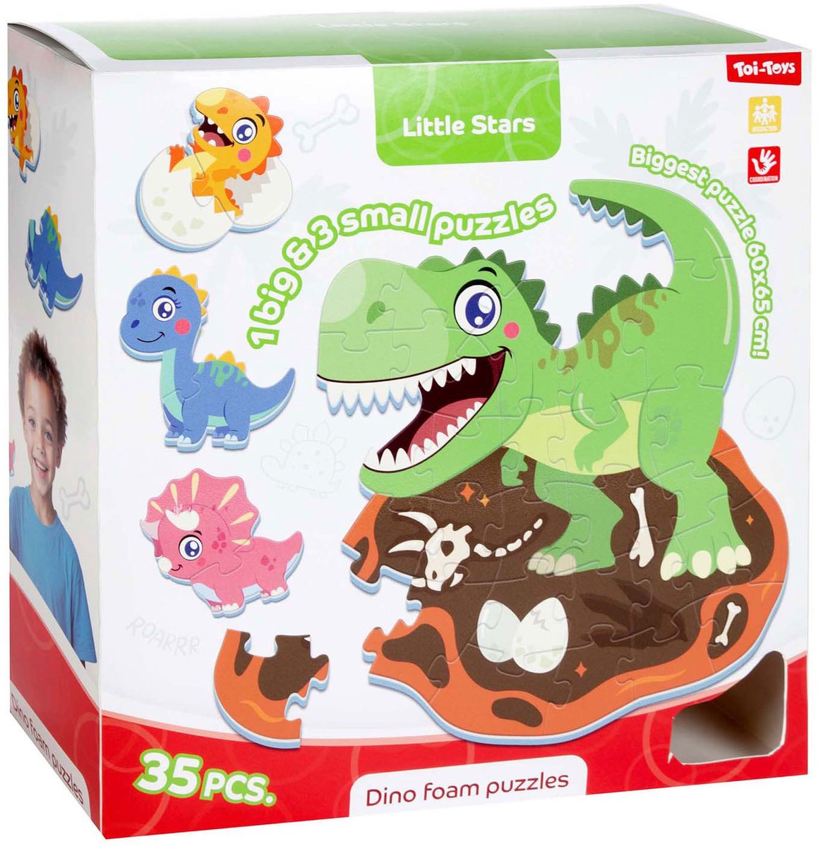 Toi-toys Little Stars Schaumstoff-Bodenpuzzle Dino, 36-tlg.