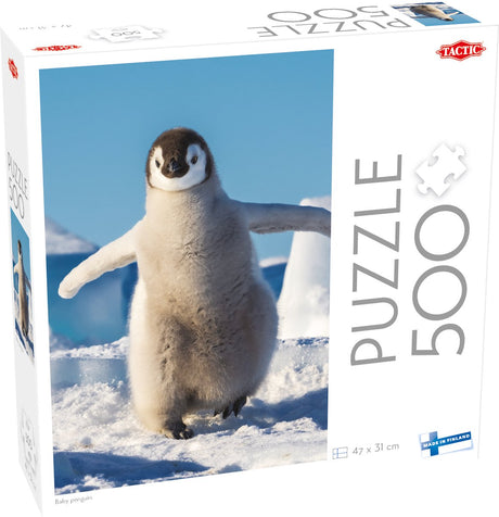 Tactic Baby-Pinguin – Puzzle – 500 Teile – süßer Baby-Pinguin in Eislandschaft – arktische Tiere und antarktische Natur – hohe skandinavische Qualität