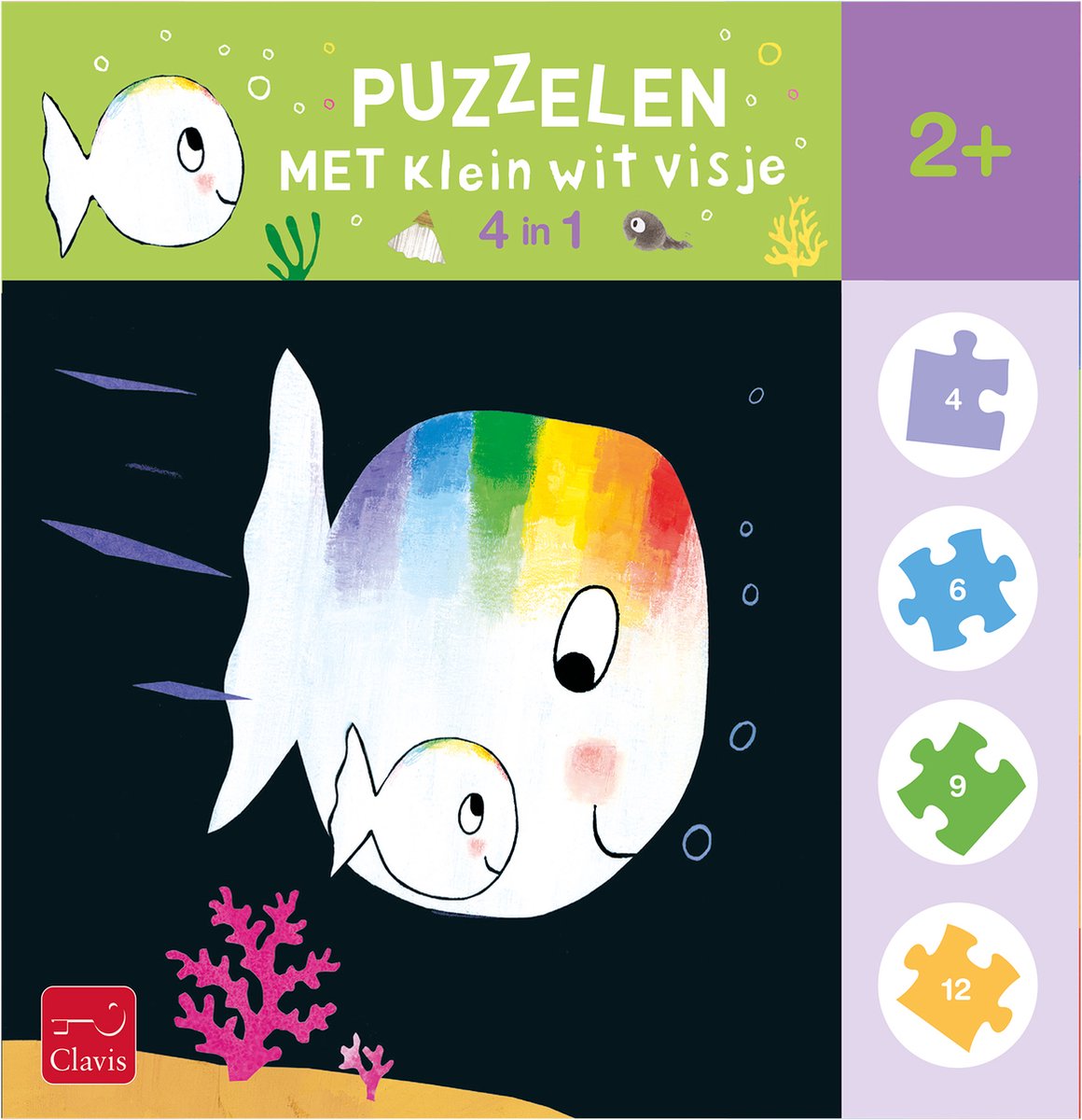 Clavis puzzelen met klein wit visje. 2+