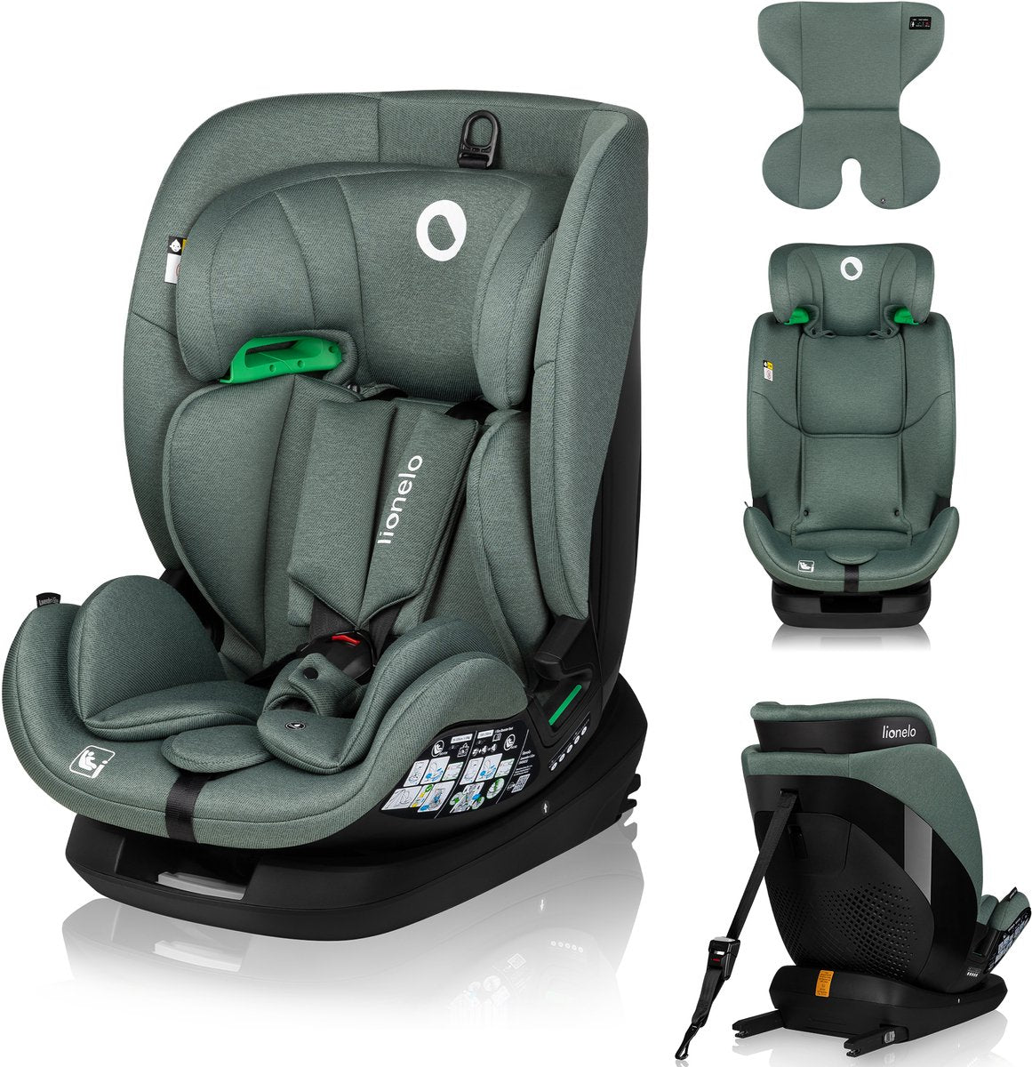 Lionelo Lavendel i-Size Babyautositz – 9 bis 36 kg (1,5–12 Jahre Gruppe 1 2 3 76–150 cm) – Autositz mit Isofix – hoher verstärkter Seitenschutz – Belüftung – Stahlverstärkung – Einbauindikatoren – Zertifikat