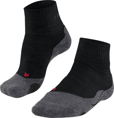 Falke TK2 kurze Anti-Blasen Wandersocken aus dickem Woll-Funktionsmaterial Damen Schwarz – Größe 37-38