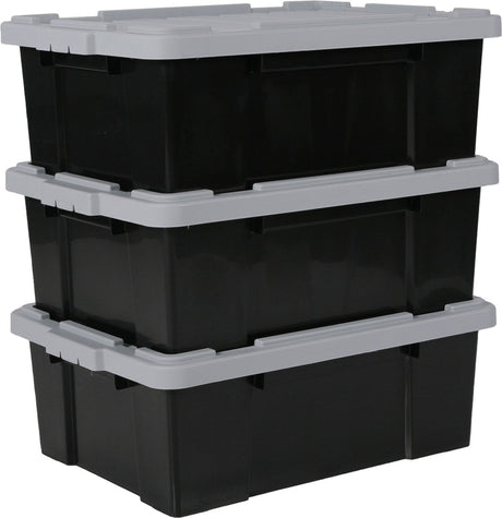 Iris powerbox opbergbox - 43l - kunststof - zwart grijs - set van 3