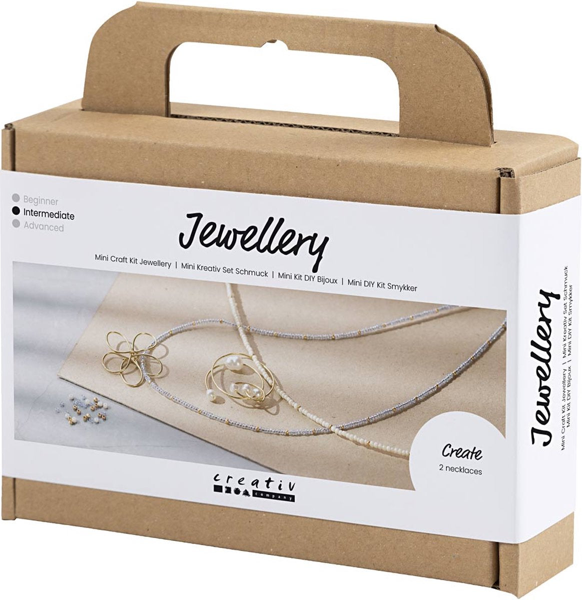 Creativ Company Mini-Hobby-Set Schmuck, Halskette mit Anhänger mit Metalldraht, vergoldet, 1 Box