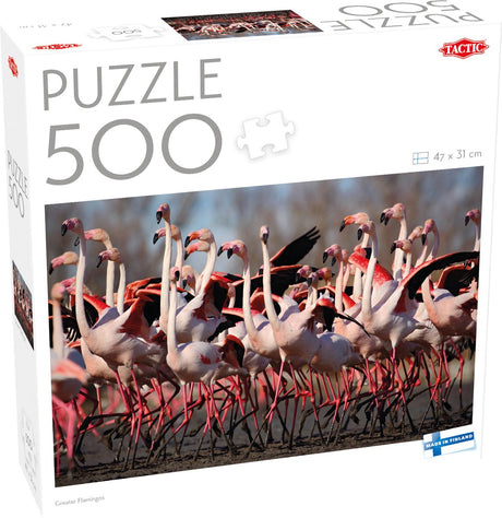 Tactic Rosaflamingos – Puzzle – 500 Teile – Flamingos im Naturschutzgebiet – tropische Vögel und Wasserlandschaft – hohe skandinavische Qualität
