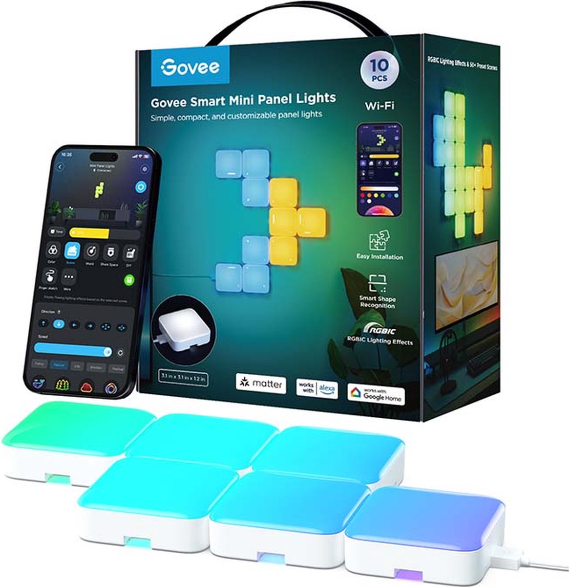 Govee Smart Wall Panels Matter RGB – 10 Mini-Panels