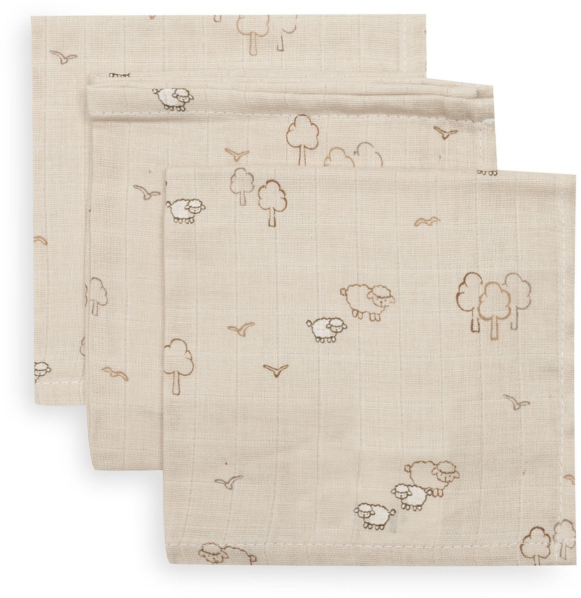 Jollein hydrofiel monddoekje 31x31cm woolly (3pack)