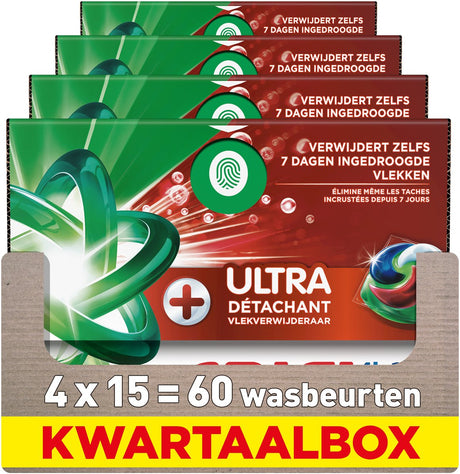 Ariel 4in1 Waschmittelkapseln + Ultra-Fleckenentferner – 4 x 15 Wäschen