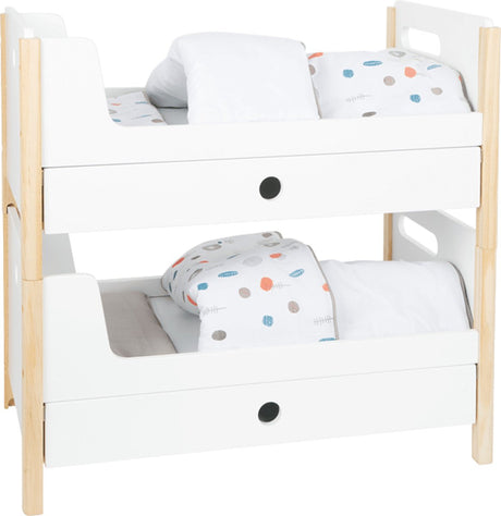 Small Foot - Puppen-Hochbett aus Holz Little Button mit Bettwäsche, 6-teilig.