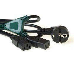 Gesplitste voedingskabel act ak5050 cee7 7 mannetje (haaks)- c13 1 m