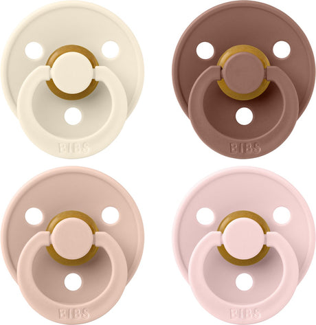 Lätzchen – Schnuller – Farbe – 4er-Pack – rund – Elfenbeinrosa Waldmurmeltierblüte – Größe 2