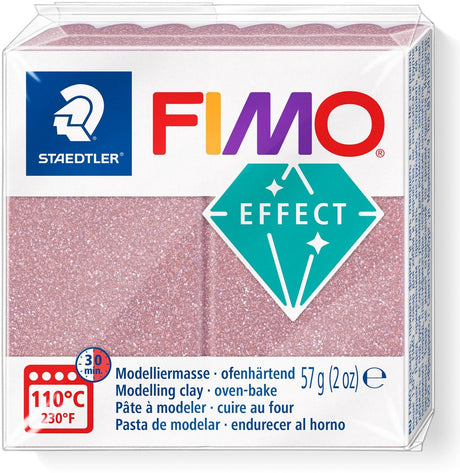 Ofenhärtende Modelliermasse mit Fimo-Effekt, Standardblock 57 g – glitzerndes Roségold