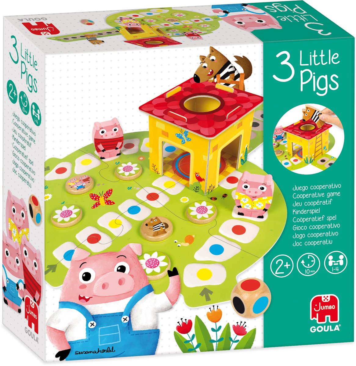 Goula Jumbo - - Drei kleine Schweinchen - Kinderspiel - Brettspiel für Kinder ab 2 Jahren - Spielzeug