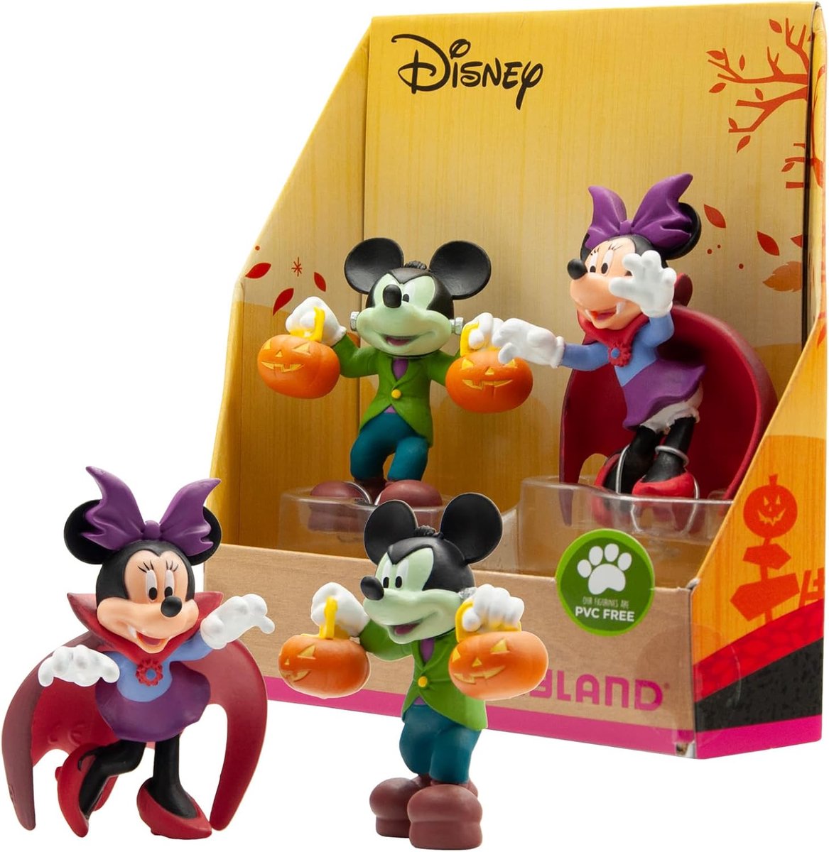 Bullyland 15082 – Disney Mickey Minnie Halloween-Spielset – naturgetreues und detailliertes Design – ideal als Tortenfigur, Sammlerstück oder festliches Geschenk für Kinder ab 3 Jahren