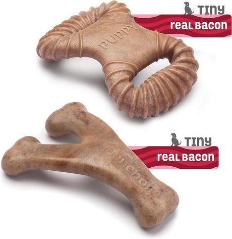 Benebone Puppy Pack (Dental Chew + Wishbone) Kauspielzeuge – Nylon – XS – Set mit 2 Stück – geeignet für Welpen und sehr kleine Hunde bis ca. 7 kg