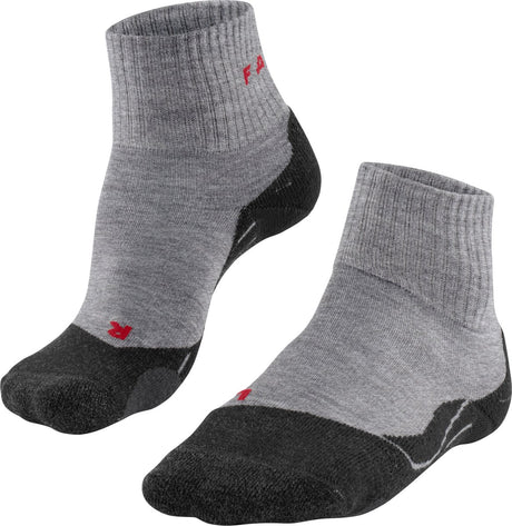 Falke TK2 kurze Wandersocken, Anti-Blasen, mittlere Polsterung, Sportsocken aus Merinowolle, Herren, Grau – Größe 46–48