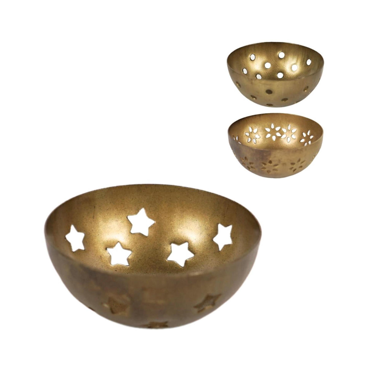 Teelichthalter-Bernsteinhalter Gold 7,5cm