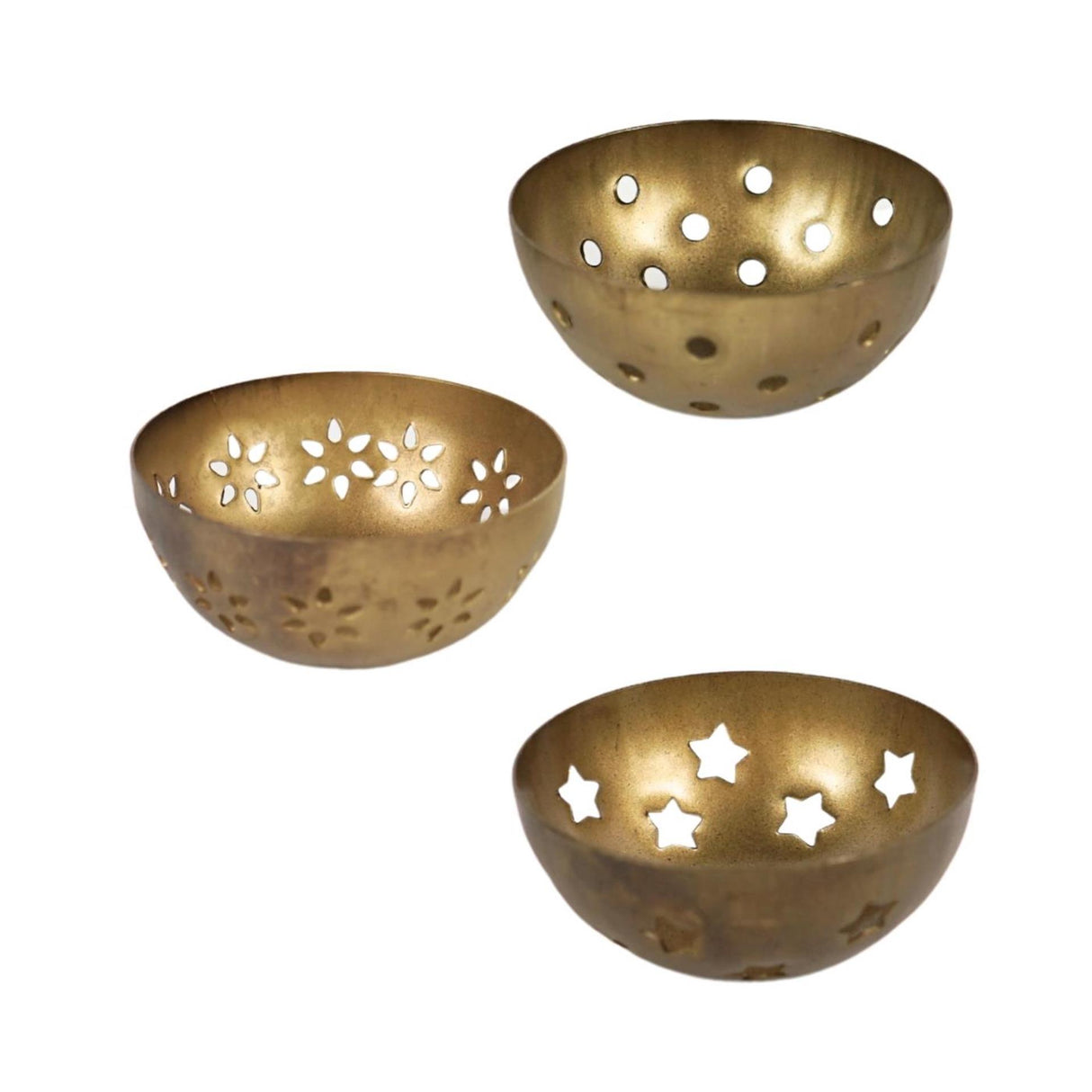 Teelichthalter-Bernsteinhalter Gold 7,5cm