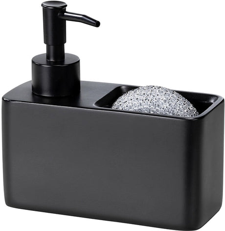 Wenko schwarzer Seifenspender mit Schwammhalter – 150 ml