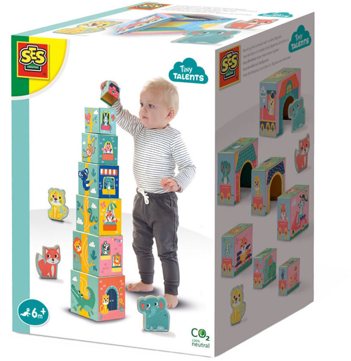 Ses Creative Ses Tiny Talents Stapelblockturm mit Tierfiguren
