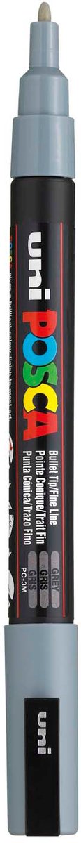 Uni-Posca Posca-Marker, Größe PC-3m, Strichbreite 0,9–1,3 mm, fein, grau, 1 Stück