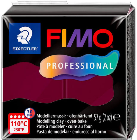 Fimo Professional – ofenhärtende Modelliermasse – Block 57 g – Bordeaux