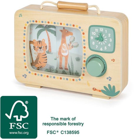 Small Foot - Holz-Fernsehspieluhr Safari FSC
