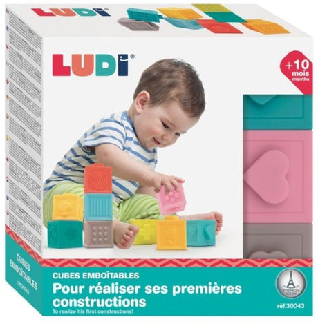 Ludi – Bausteine-Set – weiche Babybausteine mit gerippter Textur – sensorisches Spielzeug – Kleinkindspielzeug
