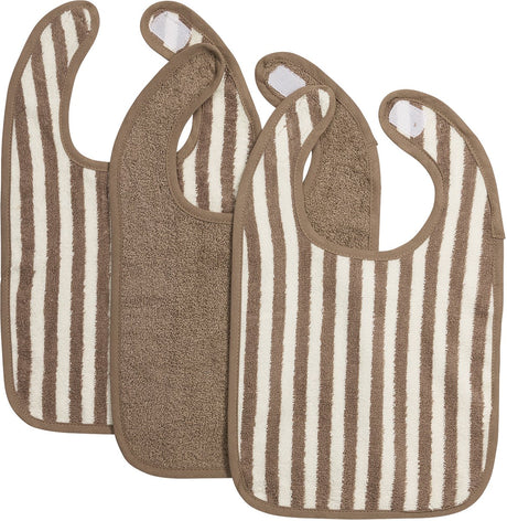 Meyco Baby Fat Stripe Lätzchen – 3er-Pack – Jacquard-Frottee – Taupe