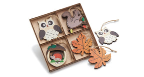 Wooden autumn hanger 7cm 8pcs