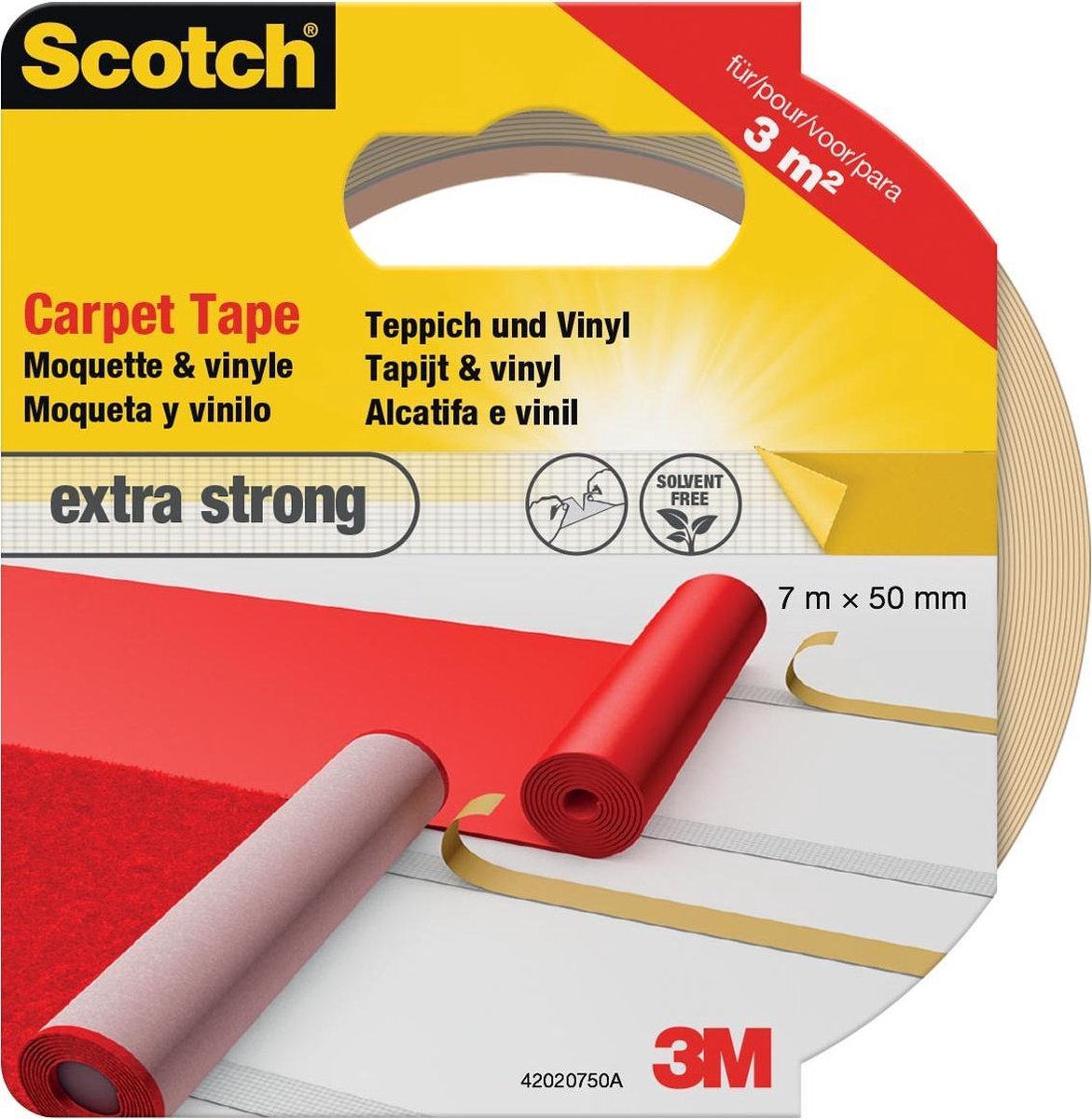 3m Scotch® Teppichband, 42020750, extra stark, 50 mm x 7 m, 1 Rolle