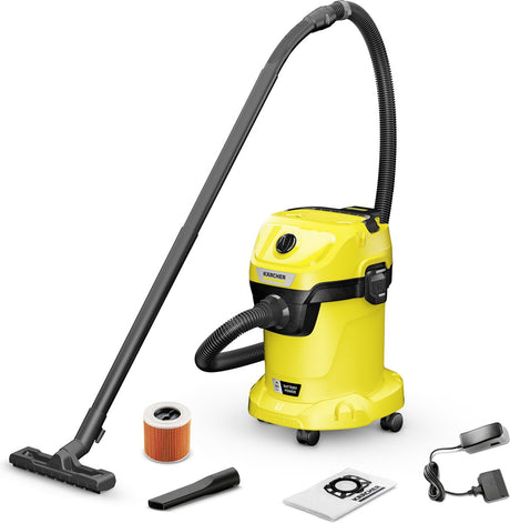 Kärcher WD 3-18 Akku-Set V-17 20 Nass- und Trockensauger – 18 V – Akku 18 V 5,0 Ah und Ladegerät inklusive – 17 l – Kartuschenfilter