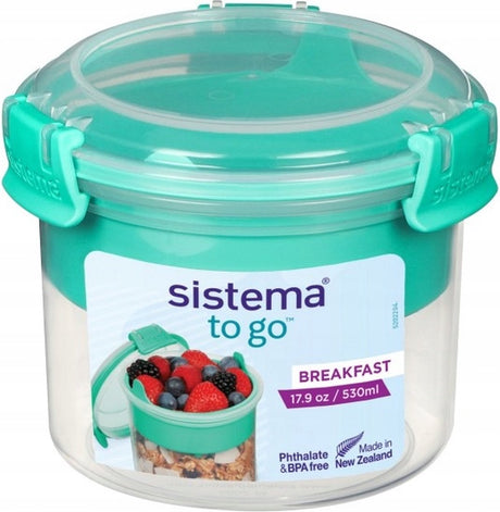 Sistema to go Frühstücksschale mit Frühstücksfach, Minzgrün, 530 ml
