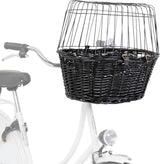 Trixie Weiden-Fahrradkorb vorne schwarz mit Kissen und Verdeck