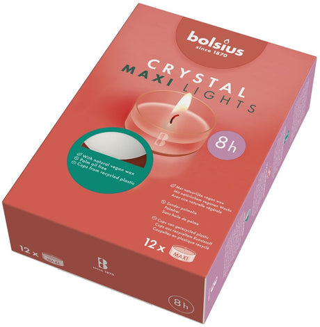 Bolsius Clear Cup Maxi Light 8h Box 12 | 6 Stück