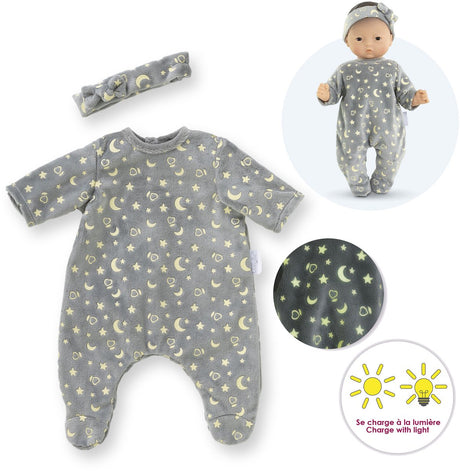 Pyjama und Stirnband für Corolle-Puppe, 30 cm – leuchtet im Dunkeln