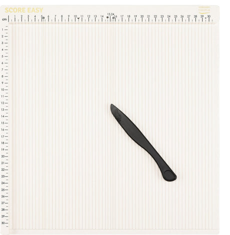 Vaessen creative rilbord - score easy - 30,5 x 30,5 cm - met vouwbeen en liniaal - in cm - offwhite