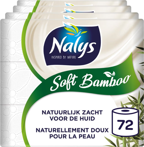 Nalys weiches Bambus-Toilettenpapier – 72 Rollen – weiß (3-lagig) – Vorteilspack – Papierverpackung