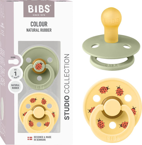 Bibs colour fopspeen - 0-6 mnd - 2-pack - ronde - sage pale butter