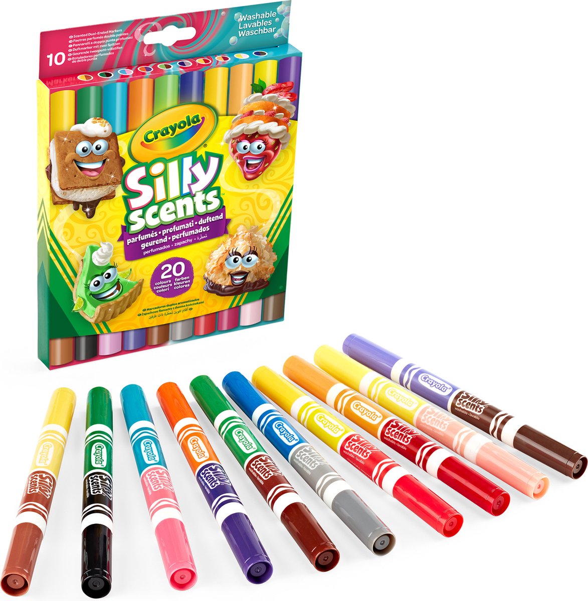 Crayola – alberne Düfte – Filzstifte – 10 duftende Marker mit doppelter Maxispitze – 20 Farben – für Kinder